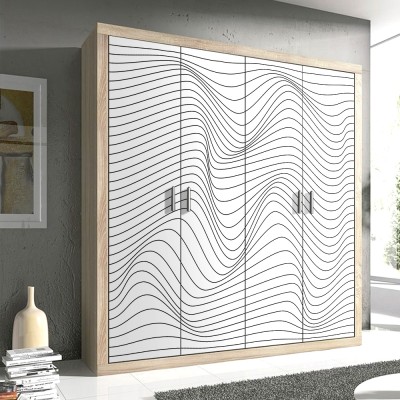 Houseart - ΣΗΜΑΝΤΙΚΟ: Σε περίπτωση διαφοράς τιμής από το κατάστημα ισχύει παντα και μόνο η τιμή του καταστήματος Τσαλακωμένες γραμμές, Line Art, Αυτοκόλλητα ντουλάπας,